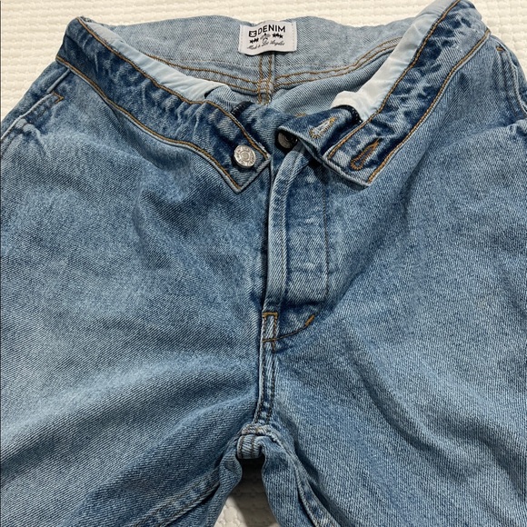 EB Denim women Jeans Fold over Light Blue Wide Leg sz24 tag (28 actual meas.)